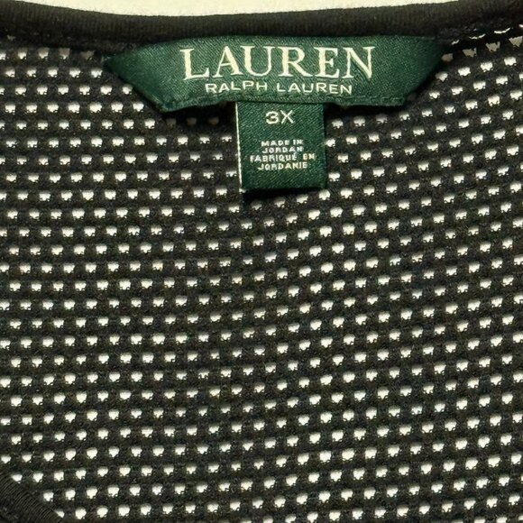 Lauren Ralph Lauren Womens 3X Black & White Striped Mesh Shirt Top Excellent - Picture 2 of 5